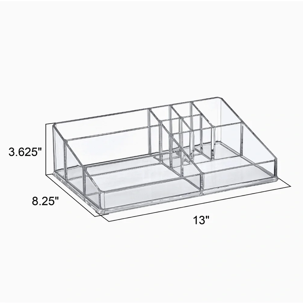 Acrylic Cosmetic Organizer, Makeup Holder, Compartmented, Shatter-Proof, Large