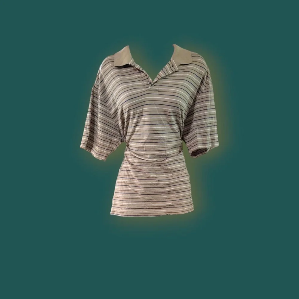 Vintage knights bridge brown,blue, white striped short sleeve polo shirt
