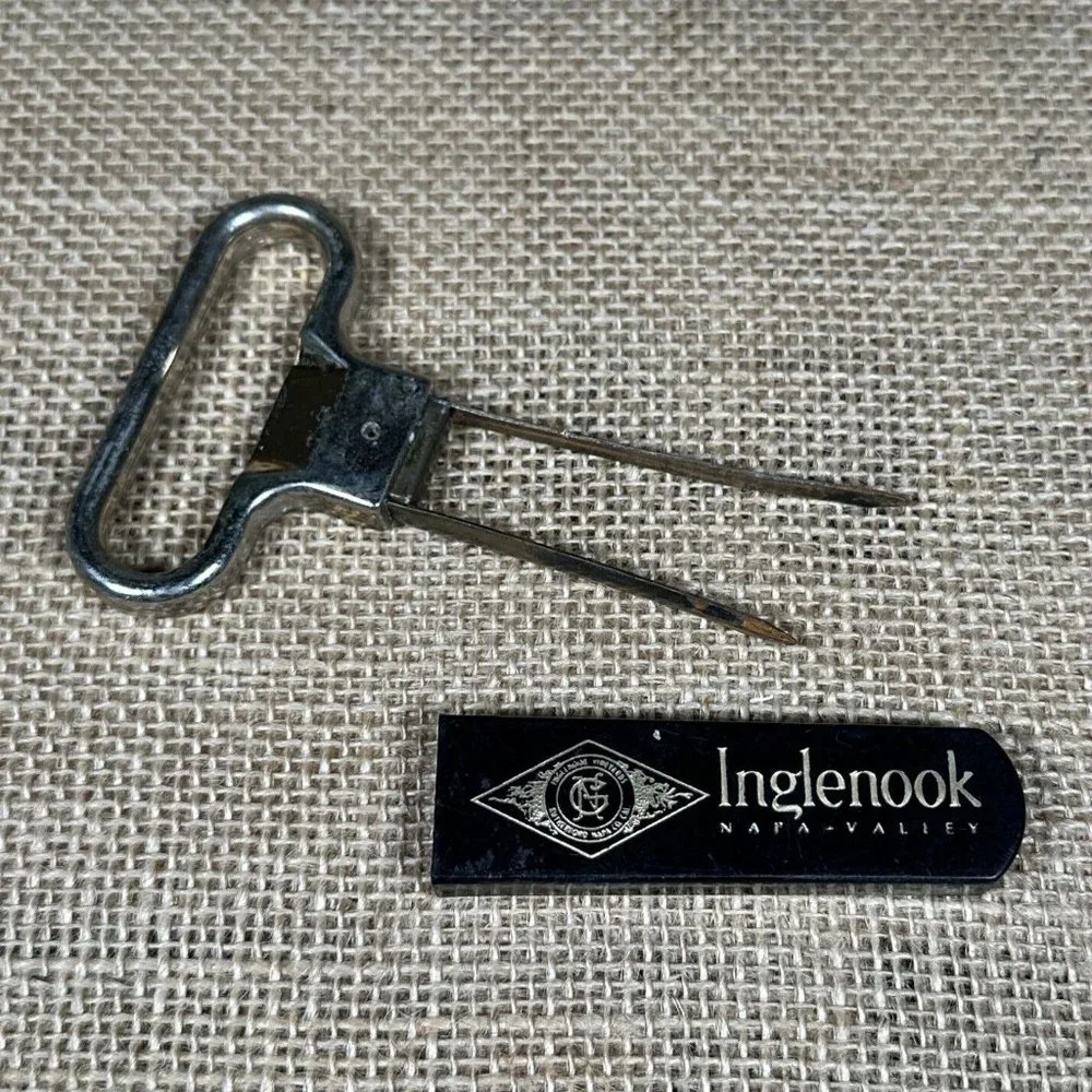 Inglenook Napa Valley CA Wine Opener 2 Prong Cork Puller‎ + Advertising Case