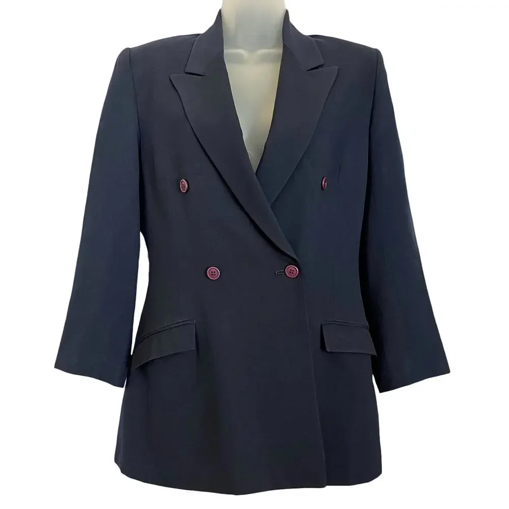 RARE Stephen Sprouse Archival Navy Blue Double-Breasted Vintage Blazer Jacket