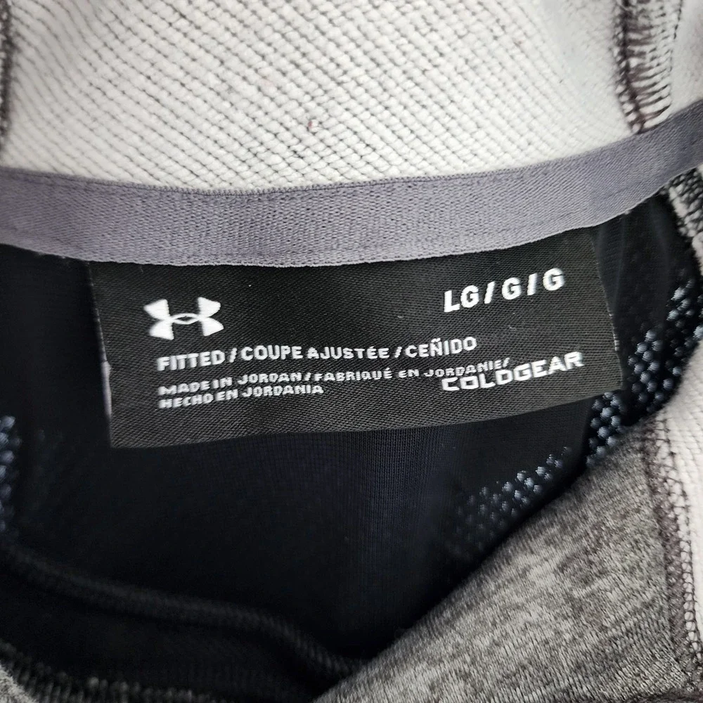 Under Armour Fitted Cold Gear black gray hoodie front logo mens‎ size L