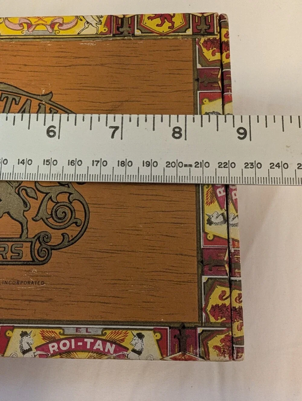 VINTAGE El Roi-Tan Cigar Box Decorative Red Yellow Brown Storage Container