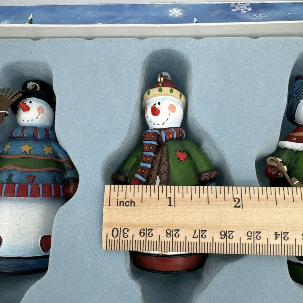 Snowman polymetal ornament Set 4 Gift Box‎