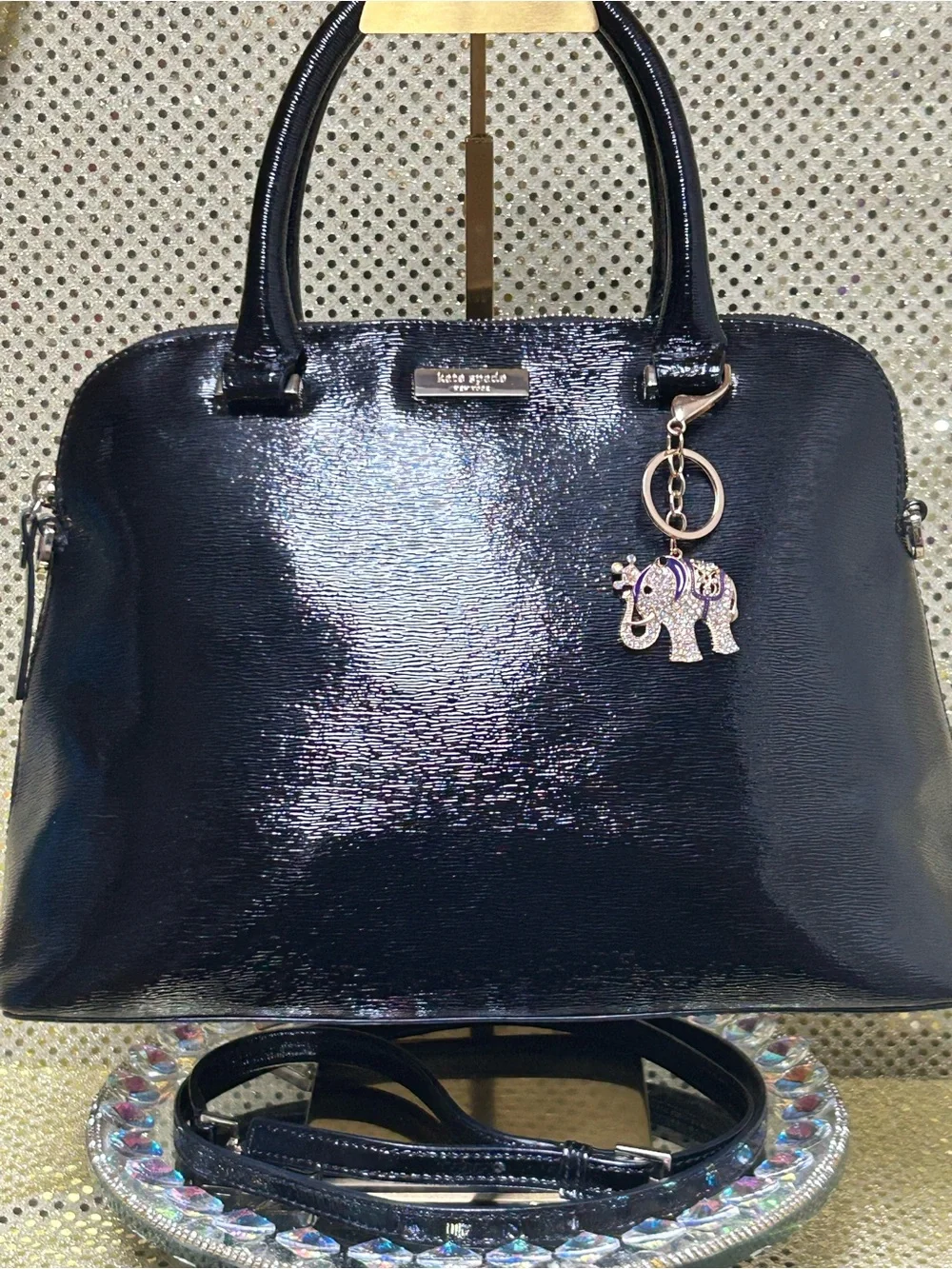 kate spade NY Bixby Place Carli Black Patent Leather Satchel Approx. 11 x 9 x 5