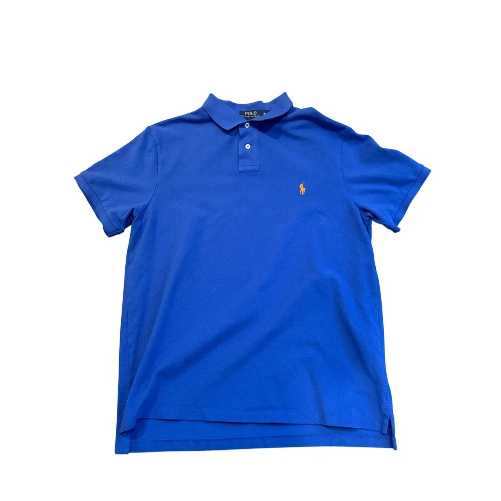 Polo Ralph Lauren Mens XL Slim Fit Royal Blue Short Sleeve Pique Polo‎ Shirt