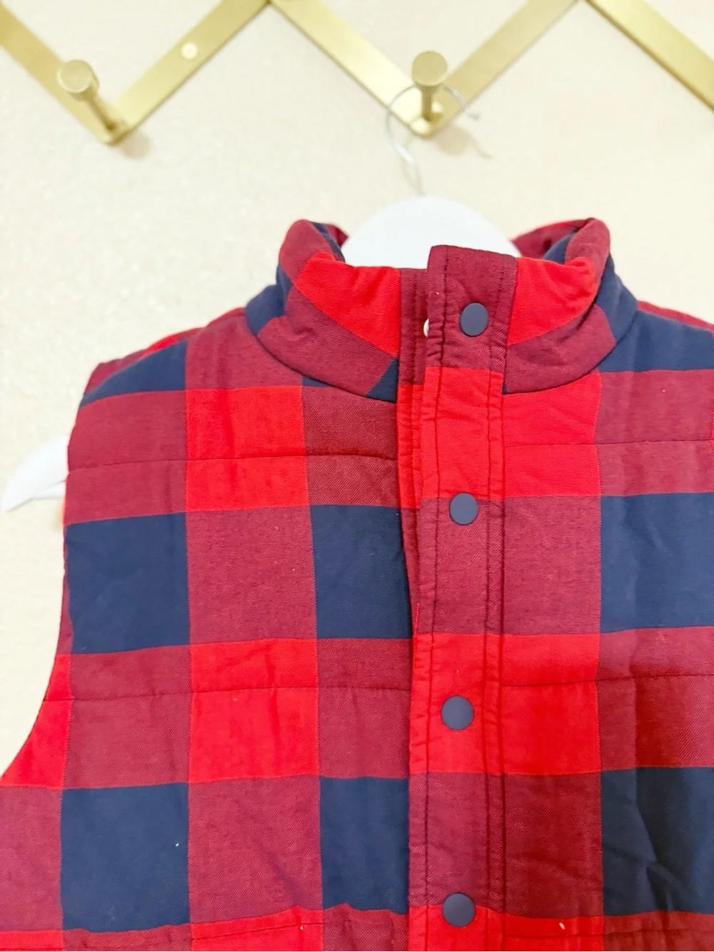 Janie and Jack Buffalo Plaid Boys Snap Front Padded Puffy Cotton Vest Size 10-12