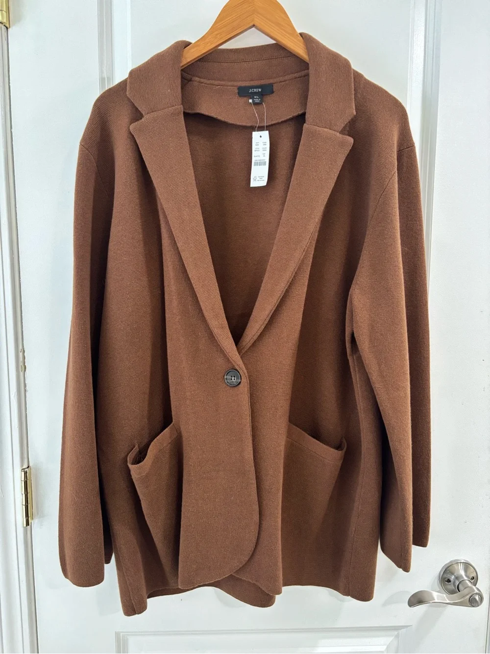 J. Crew Chocolate Brown Single-Button Knit Blazer
