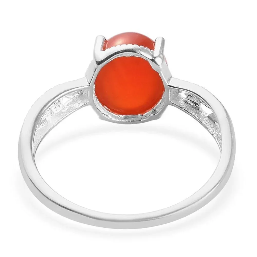 Red Onyx Ring in Sterling Silver Enhanced Size 7