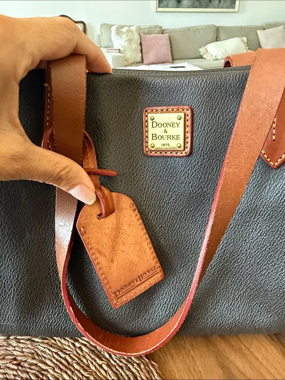 Dooney & Bourke Dark Brown with Leather-Trim Medium Tote Bag