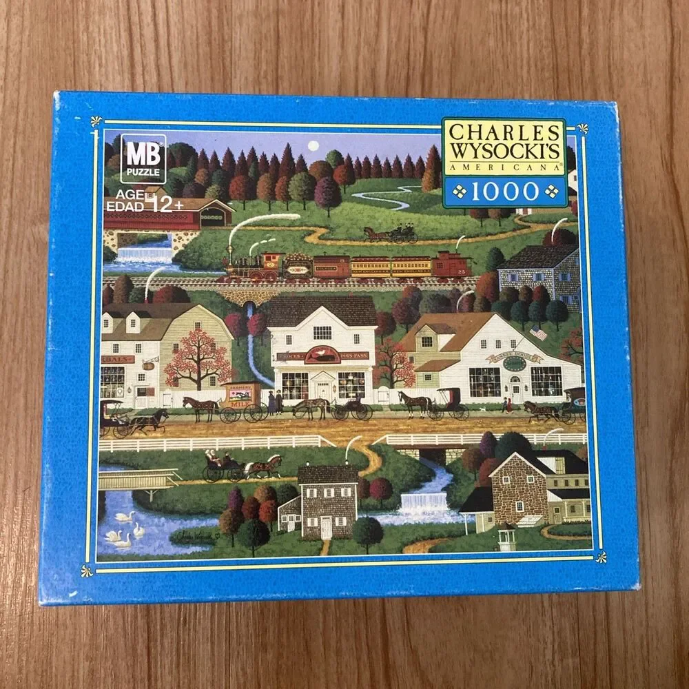 Charles Wysocki 1000 pc Puzzle Yankee Wink Hollow Americana MB 2005 Vintage