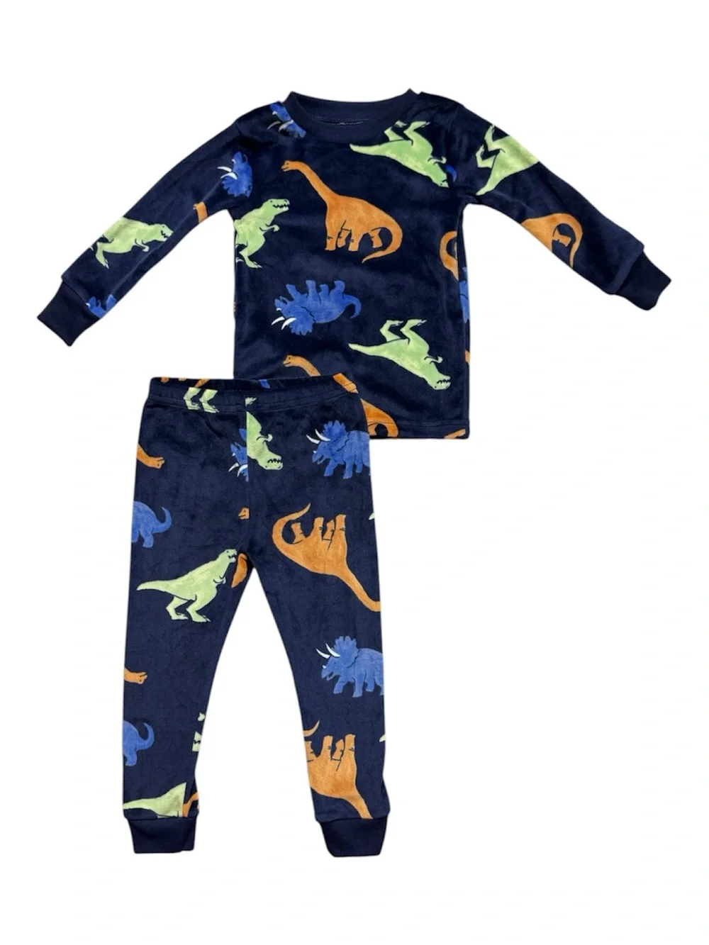 Carter’s Toddler Baby Boy Dinosaur Velvet Pajamas Size 18 Months