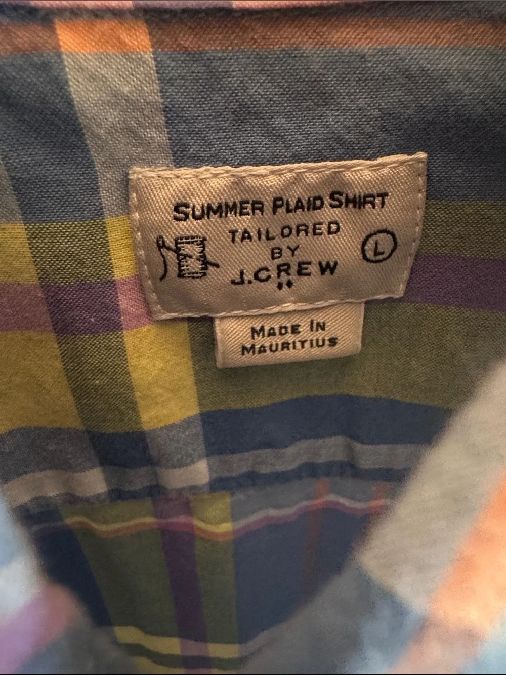 J. Crew Multicolor Plaid Button-Down Shirt Blue, Green, Yellow Mens Large Casual