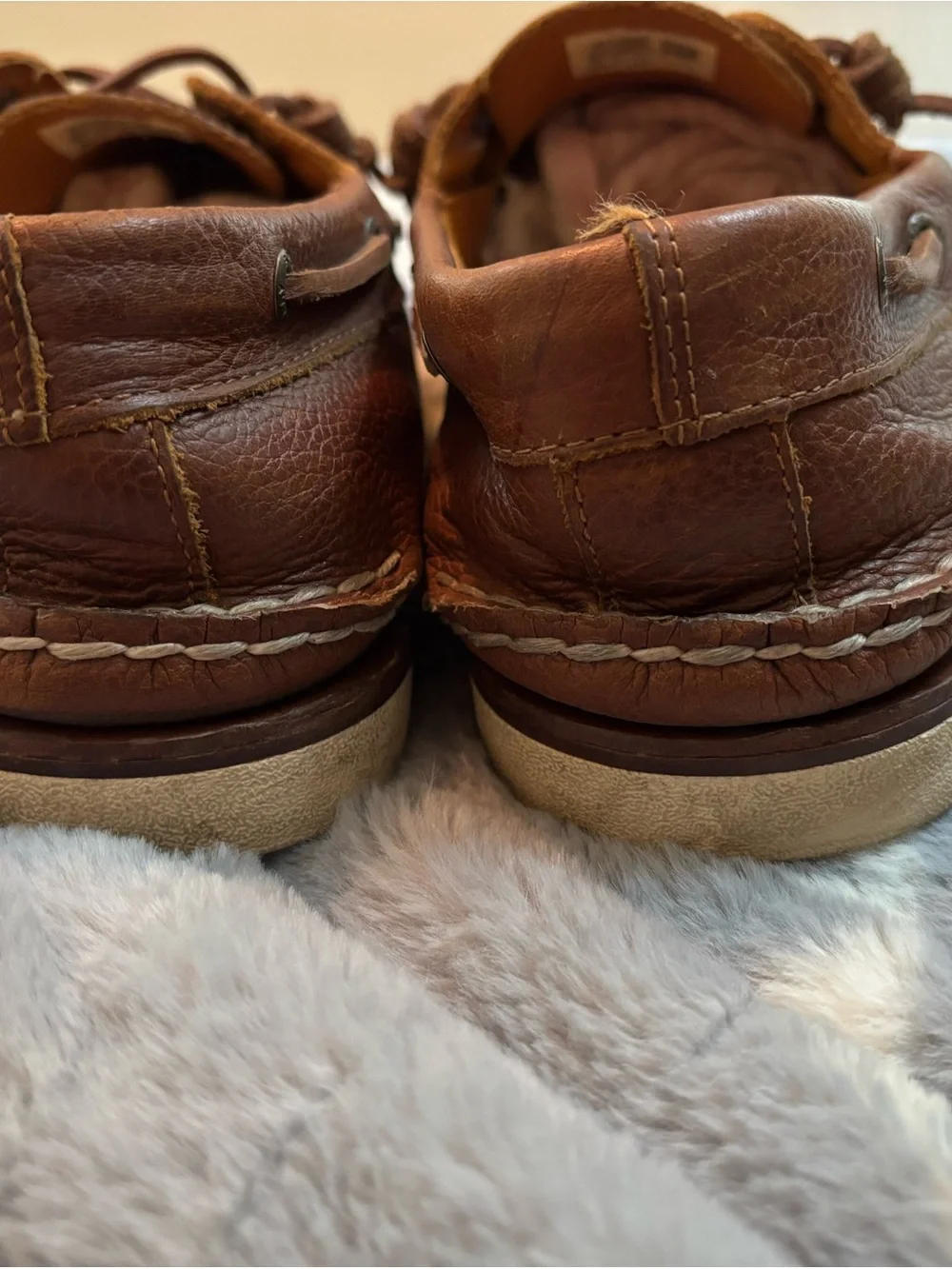 Sperry top sider Brown Leather Moc Toe Boat Shoes 13w slides slip on