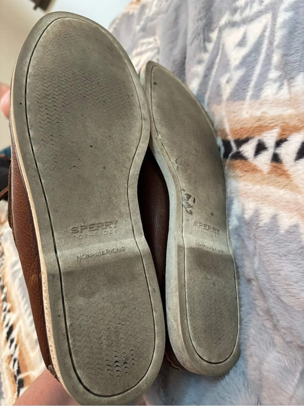Sperry top sider Brown Leather Moc Toe Boat Shoes 13w slides slip on