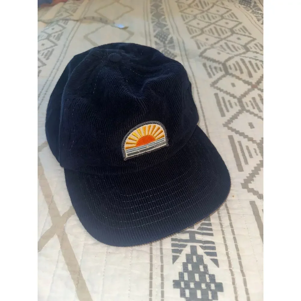 Faherty Brand Navy Corduroy Snapback Hat Sunrise Patch Adjustable Baseball Cap