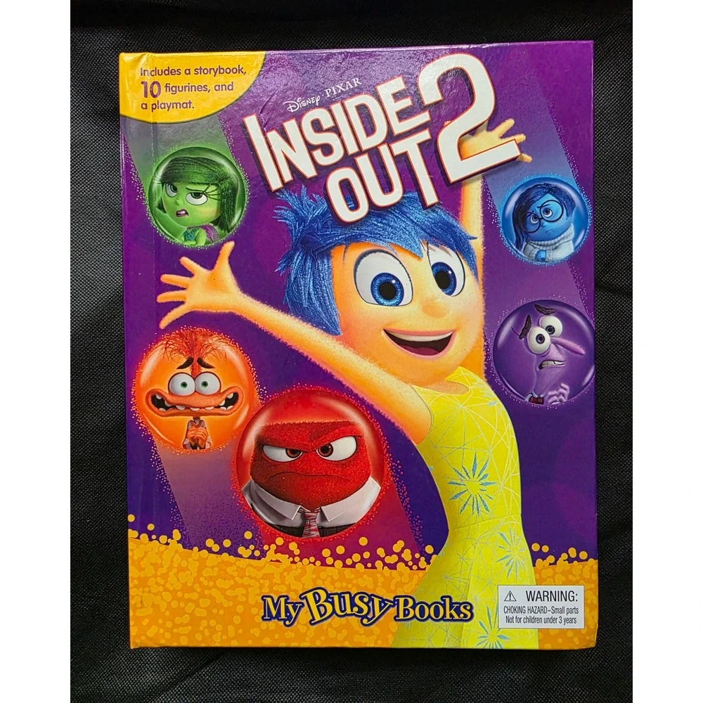 Disney Pixar Inside Out 2 My Busy Books Storybook 10 Figurines and Playmat Set