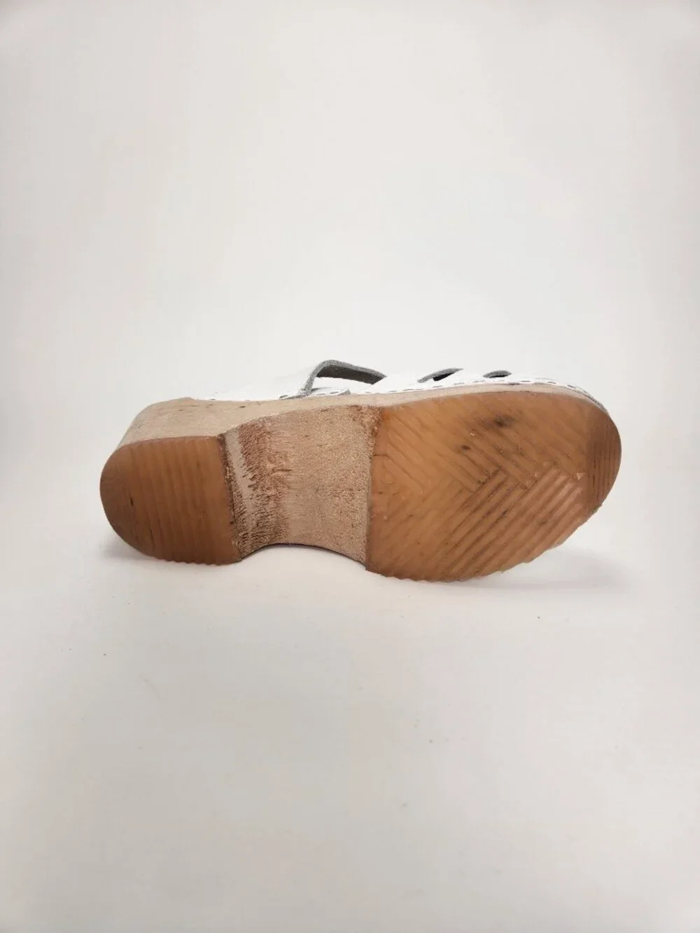 Cape Clogs White Leather Swedish Wooden Sandals Girls EU 34 US 2.5-3