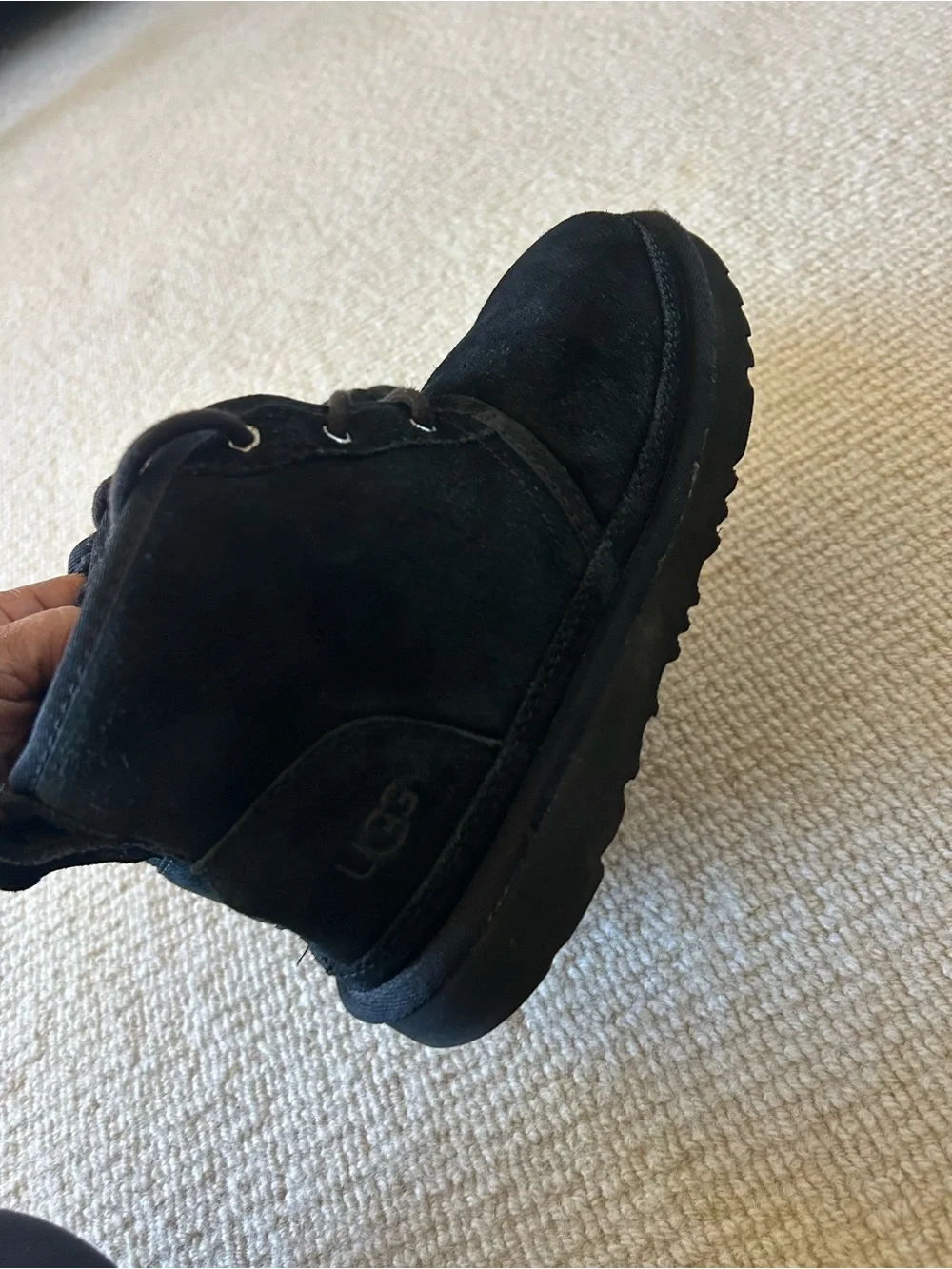 UGG Kids Black Suede Lace-Up Ankle Boots