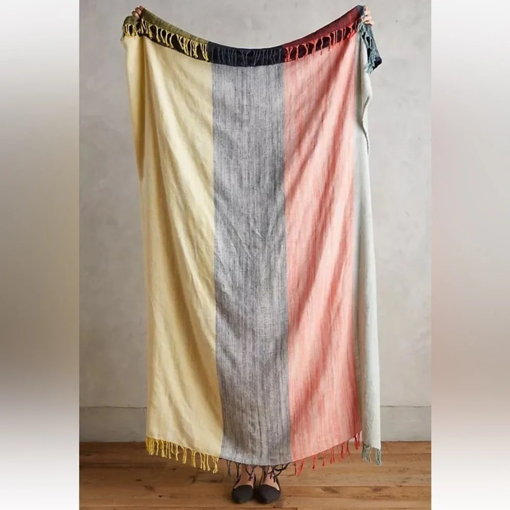 Anthropologie Brushed Colorblock Throw NWT