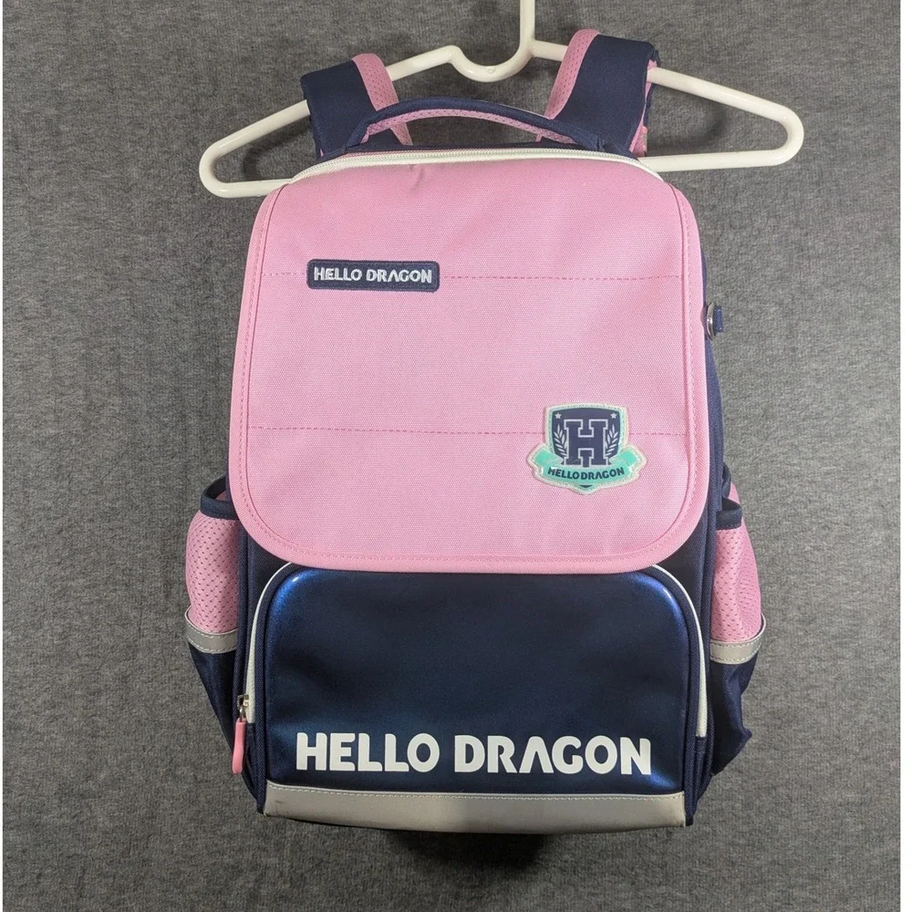 Hello Dragon Kids AGS Erogonomic Water Resistant School Backpack - Pink and Blue