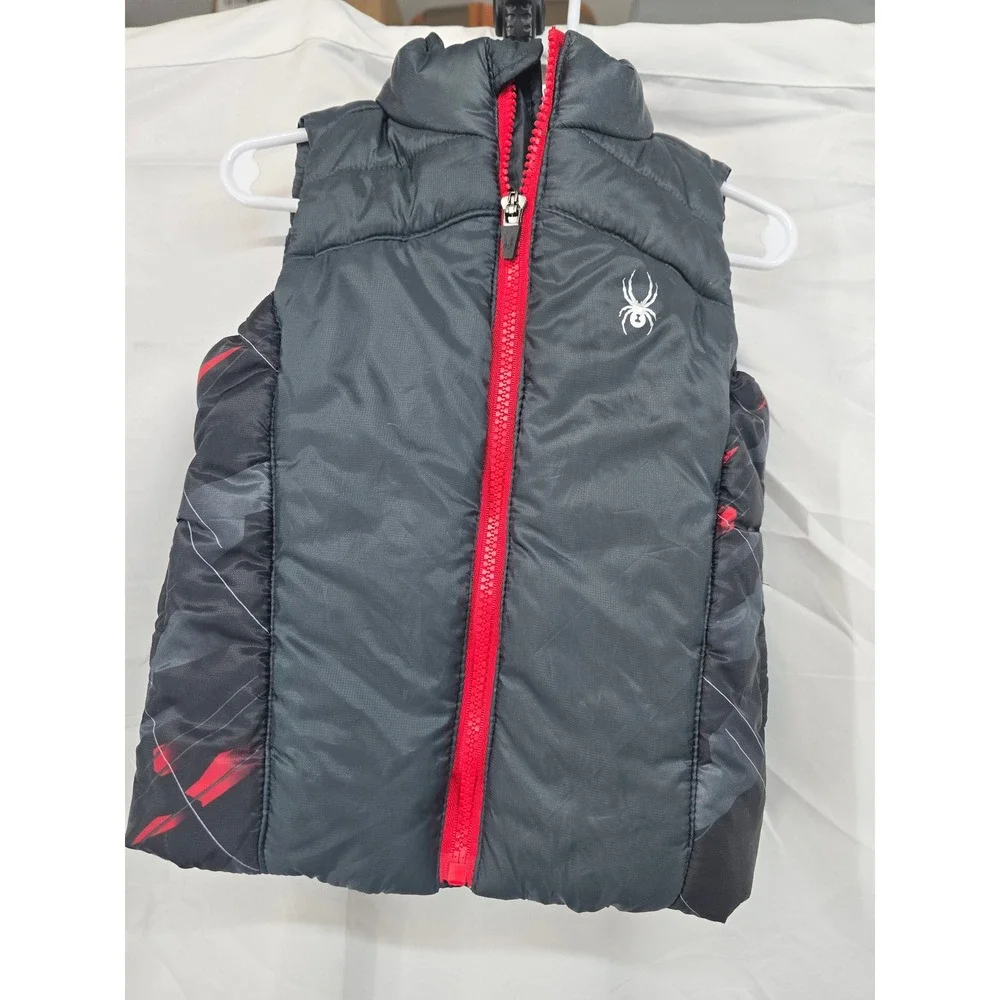 Spyder Kids Puffer Vest Gray Red‎ Spider Logo Size 18M