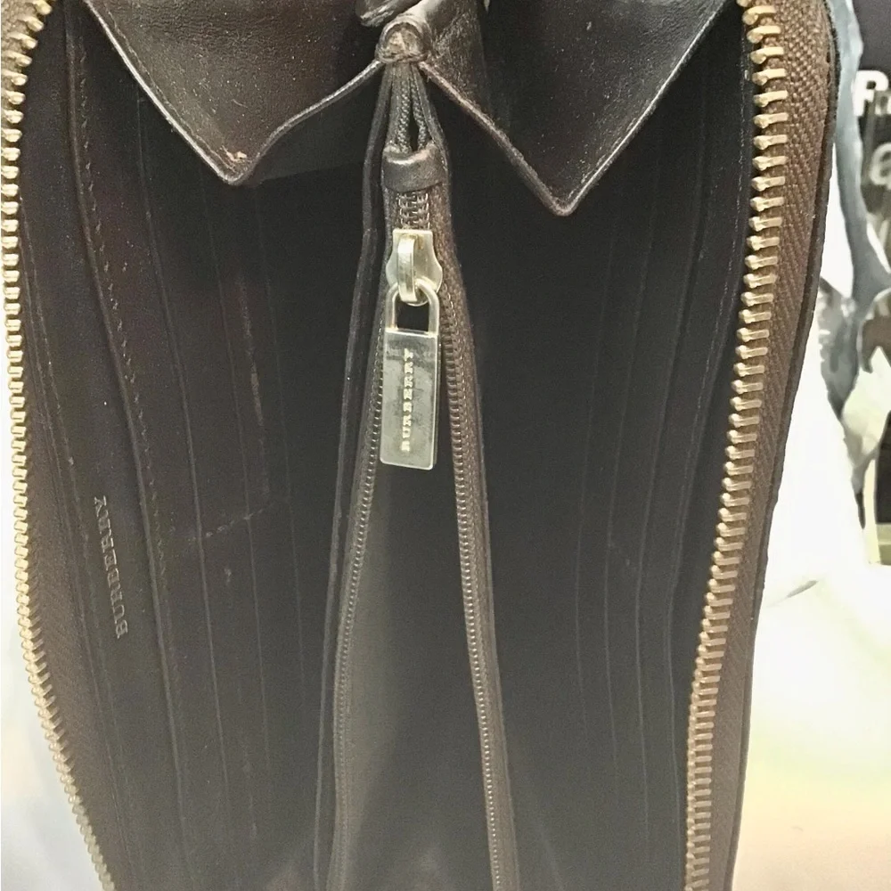 Burberry Studded Haymarket Zip Around Wallet