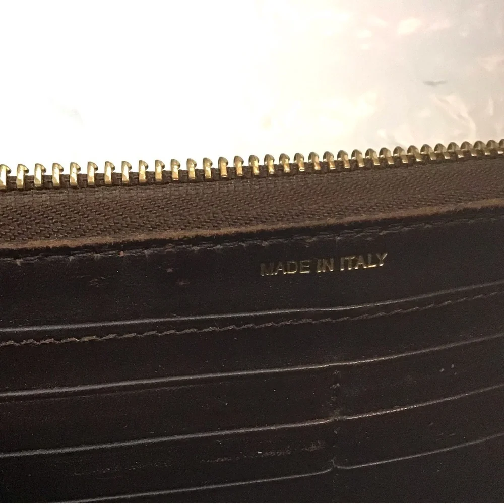 Burberry Studded Haymarket Zip Around Wallet