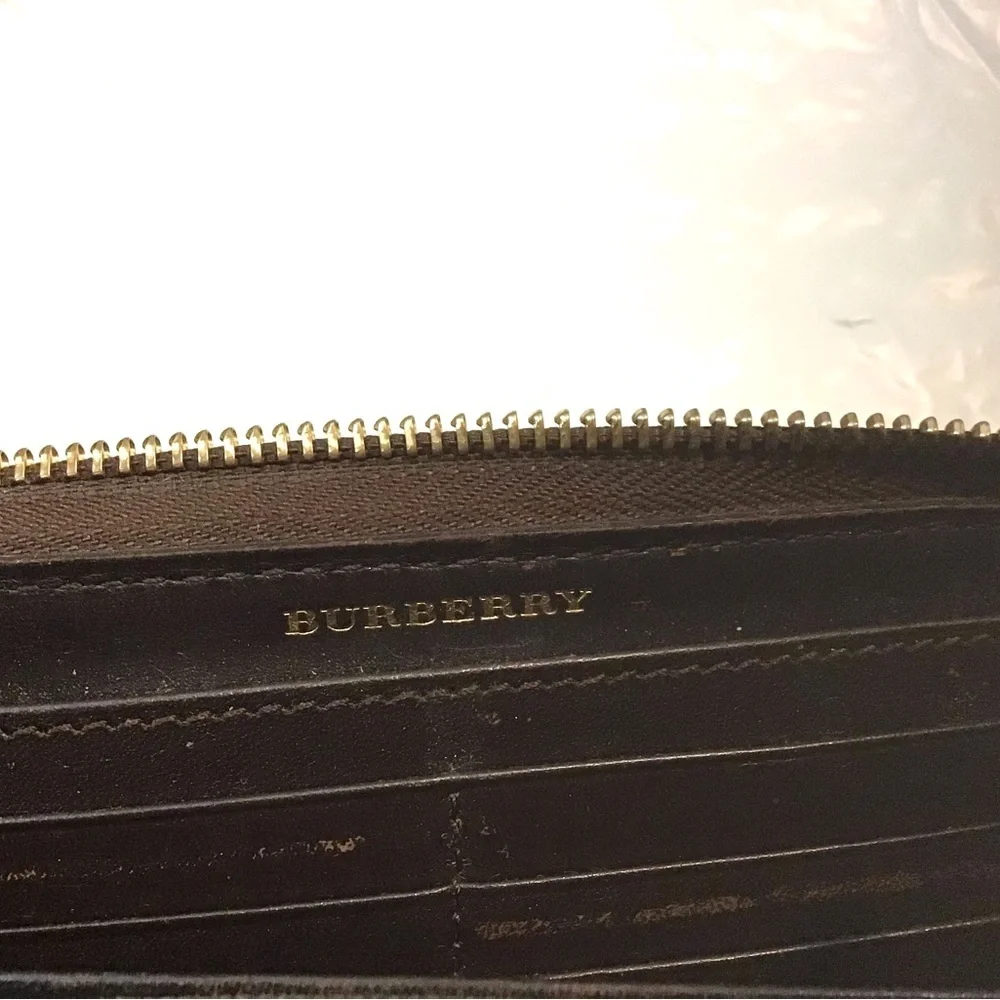Burberry Studded Haymarket Zip Around Wallet
