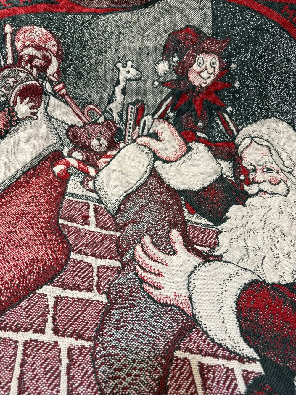 Vintage Santa HO HO HO Merry Christmas & Happy New Year 50” X 60” Woven Throw