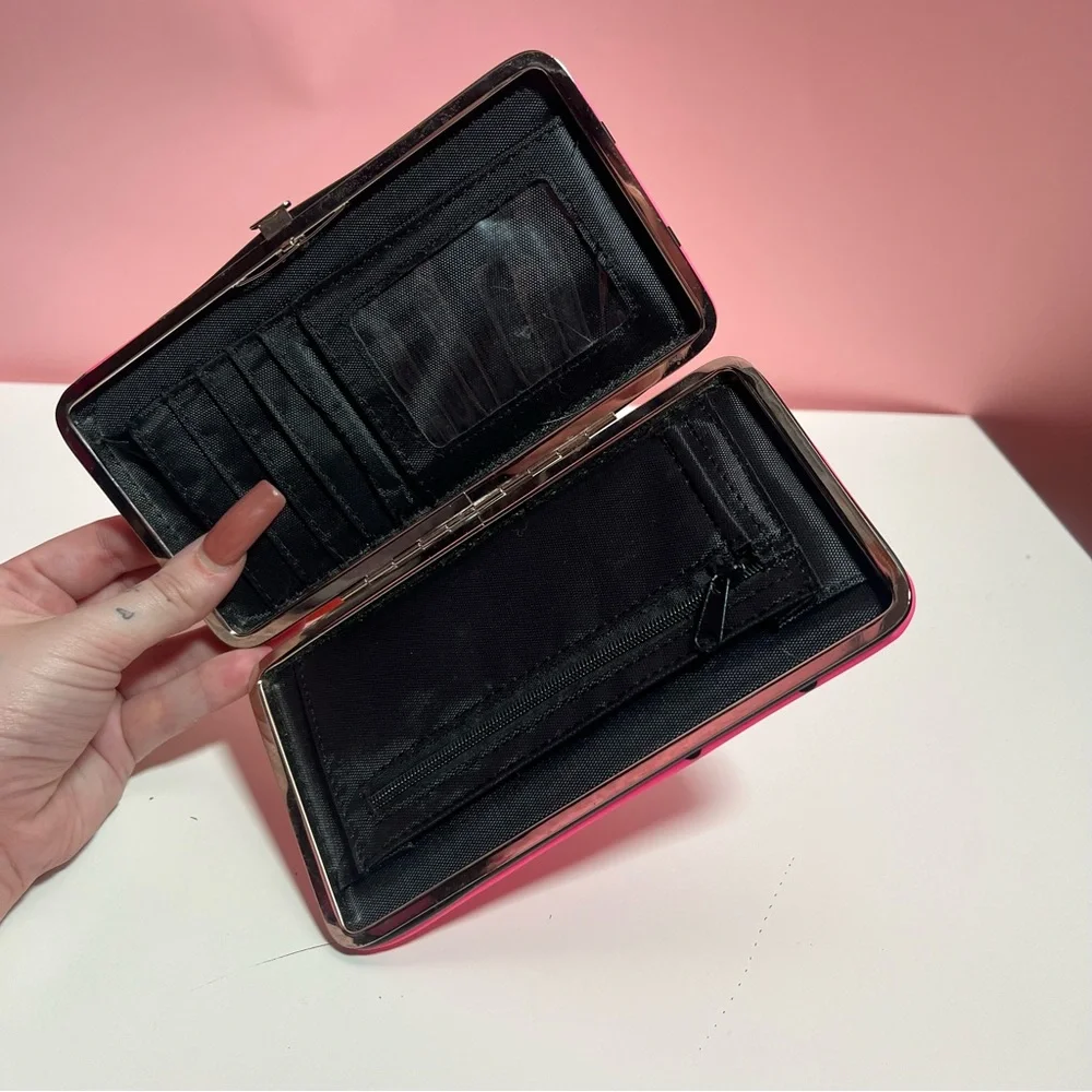 Vintage Y2K 2000s mcbling hot pink polka dot Claire’s wallet