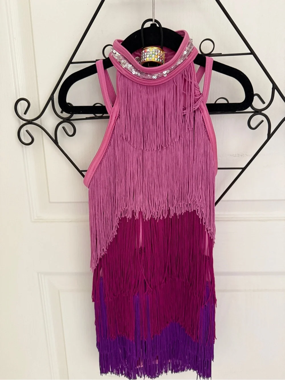 Weissman Pink and Purple Fringe Dance Costume
