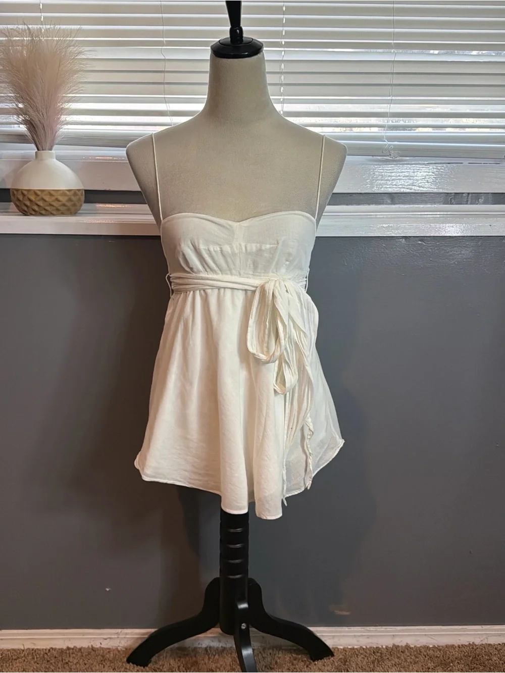 J. Crew Cream Spaghetti-Strap Tie-Front Camisole