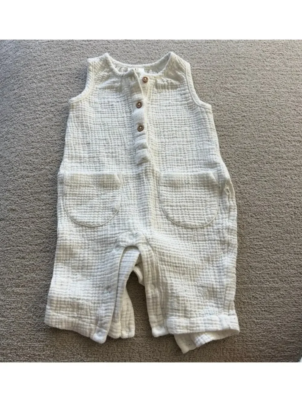 NWOT Tiny Citizen‎ Baby Gauze Jumper Overalls Cream Neutral 3M