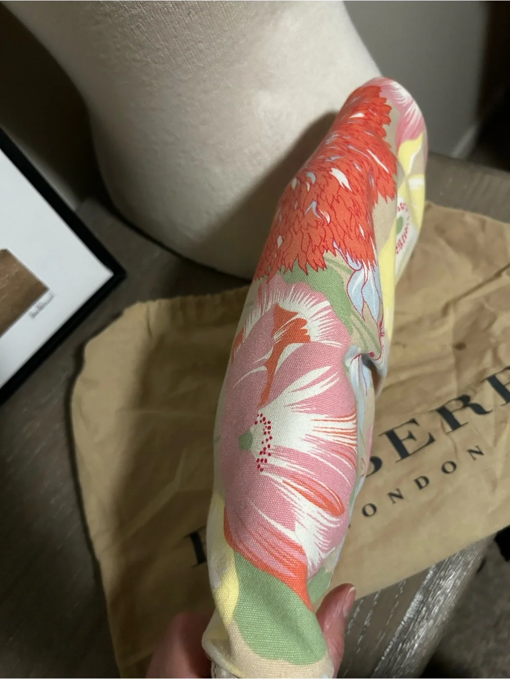 Burberry Floral Frame Clutch, Pink, Coral, Yellow, NWT Vintage Original Dust Bag