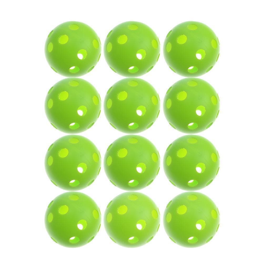 076D17 Perforated Balls, 30 pcs, Green, Practice, Baseball, Softball, Golf, Batting