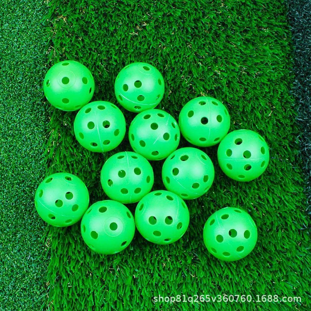 076D17 Perforated Balls, 30 pcs, Green, Practice, Baseball, Softball, Golf, Batting