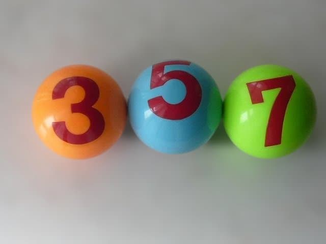 Gateball Practice Color Balls, Numbers 3, 5, 7