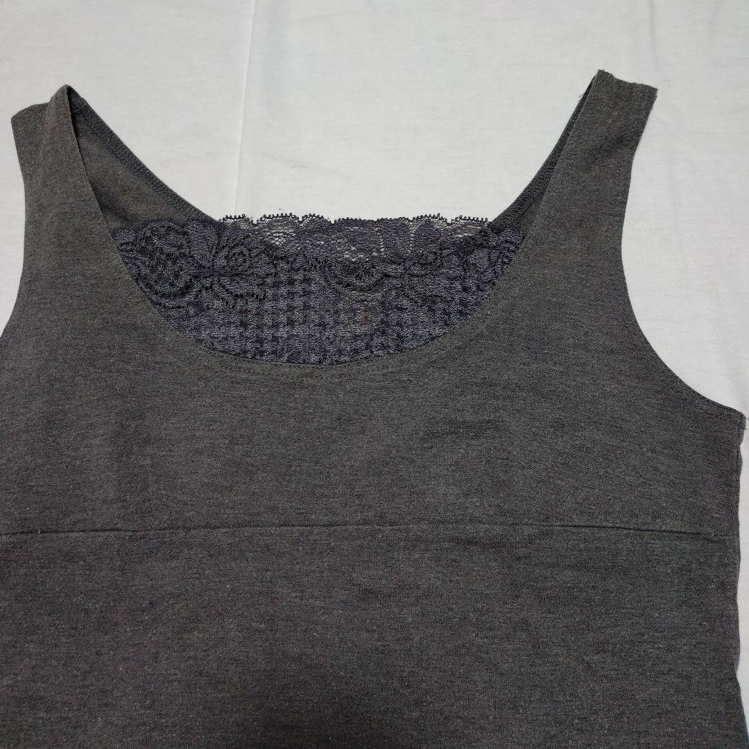 Dark Gray Lace Trim Tank Top