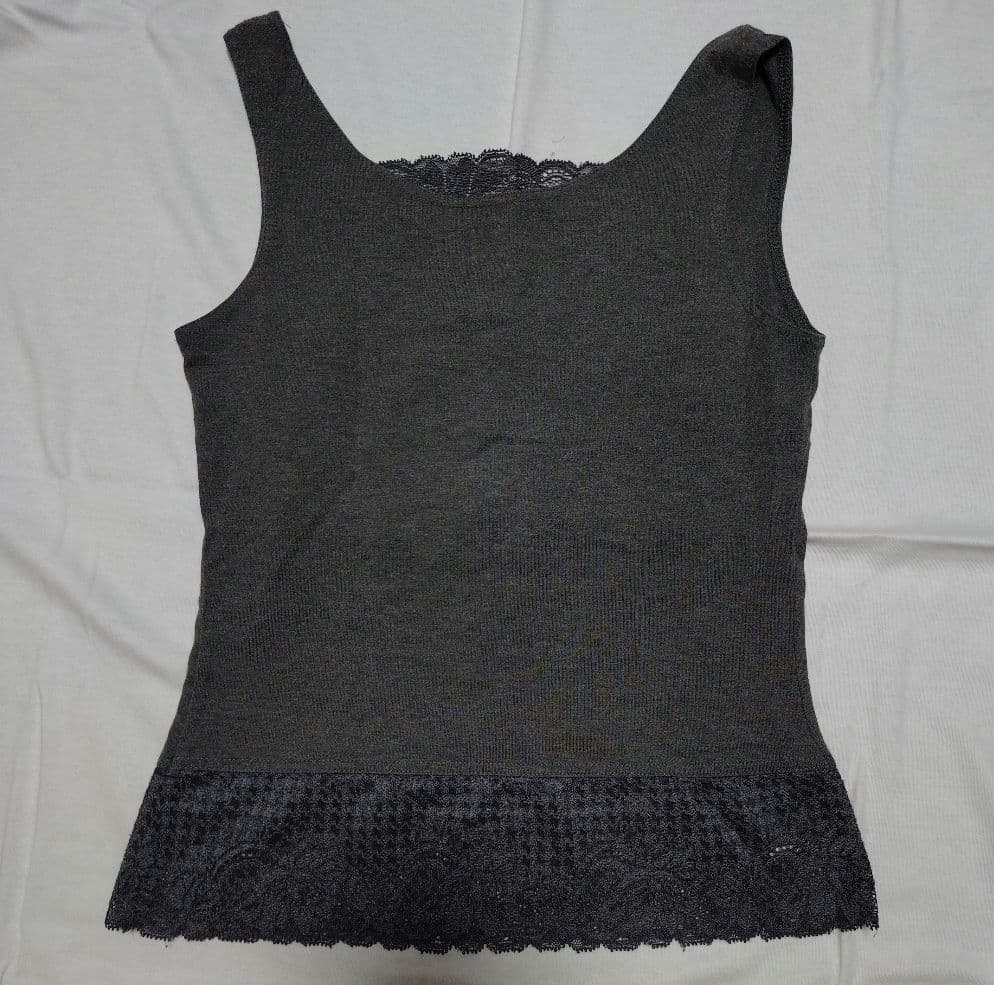 Dark Gray Lace Trim Tank Top