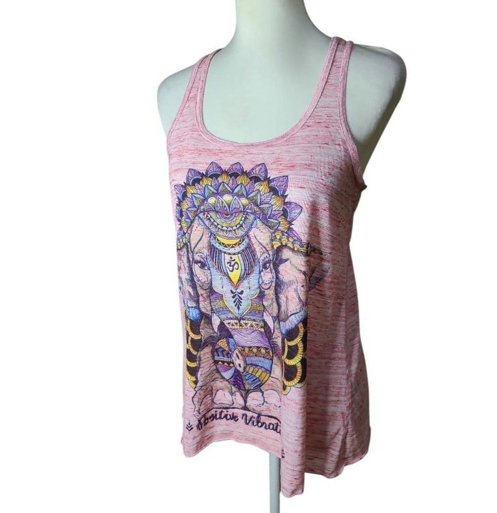Vintage USA-made psychedelic elephant print American Apparel tank top