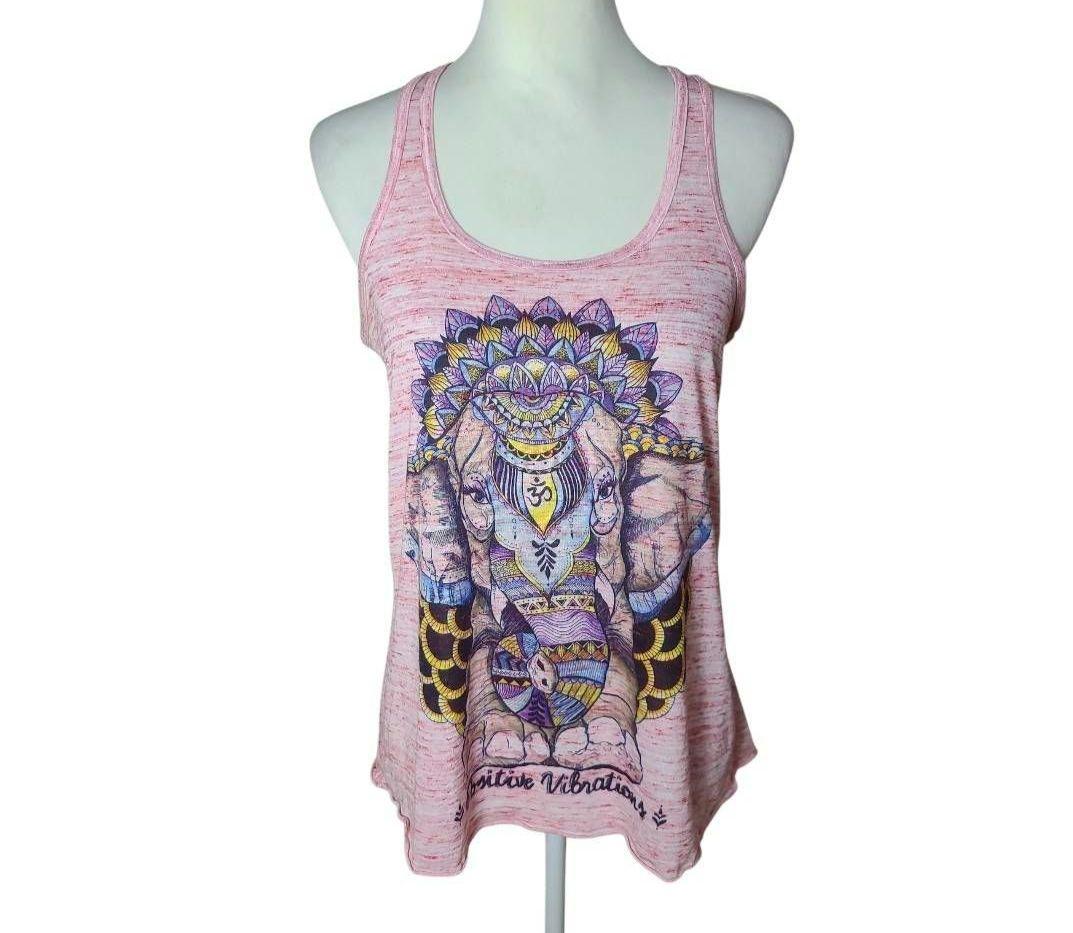 Vintage USA-made psychedelic elephant print American Apparel tank top