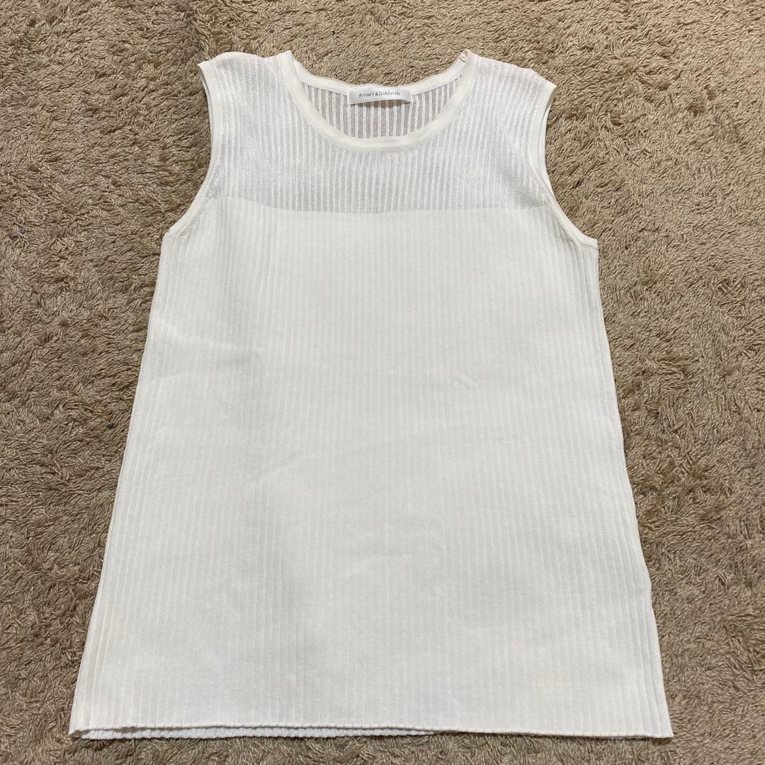 Pinky&dianne White Sleeveless Ribbed Knit 38